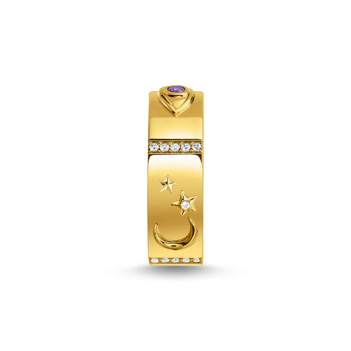 Thomas Sabo Ring mit kosmischen Symbolen und bunten Steinen vergoldet - TR2439-995-7