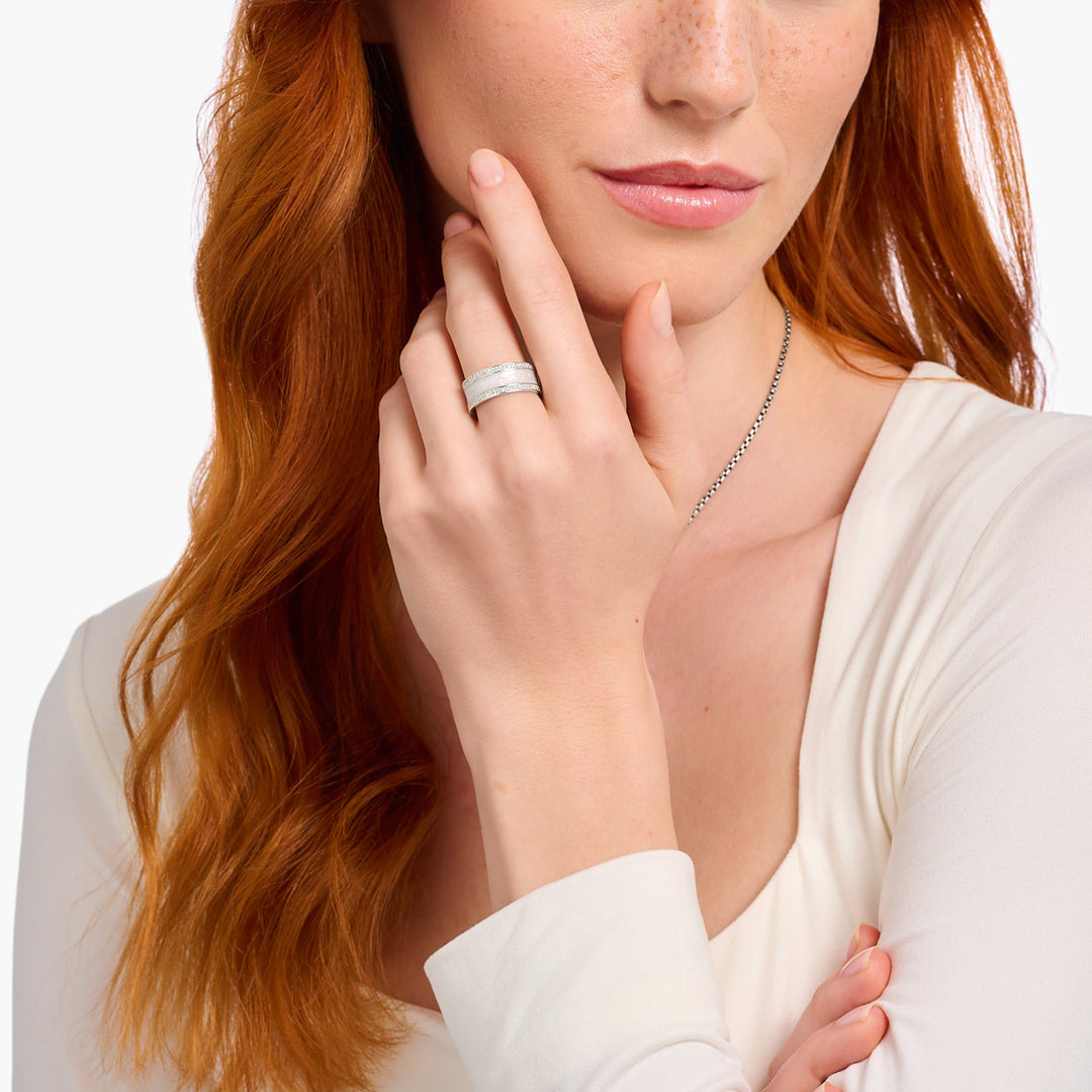 Thomas Sabo Ring weiss mit Steinen Silber - TR2446-041-14