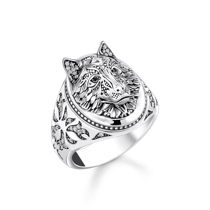 Thomas Sabo Siegelring Wolf mit Steinen Silber geschwärzt - TR2452-643-21