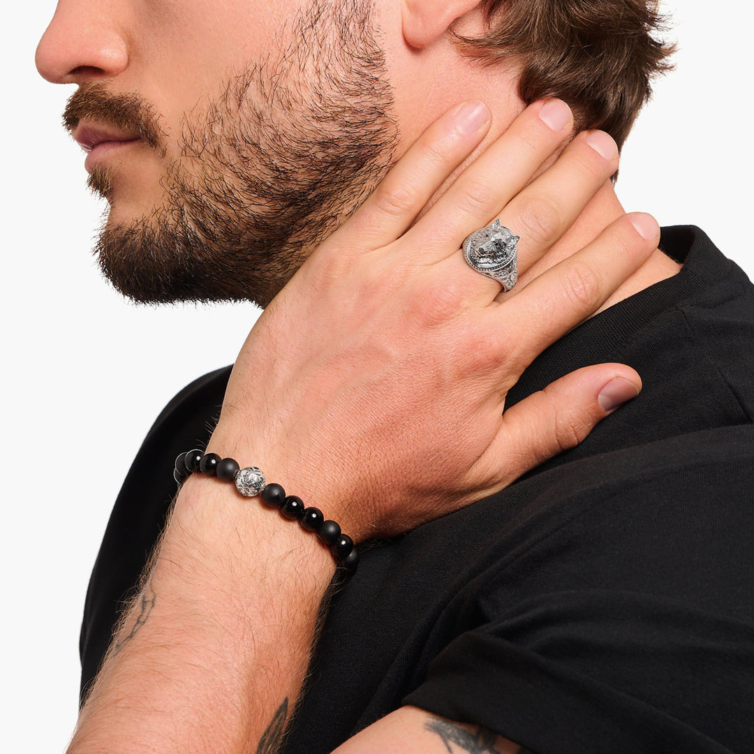 Thomas Sabo Siegelring Wolf mit Steinen Silber geschwärzt - TR2452-643-21