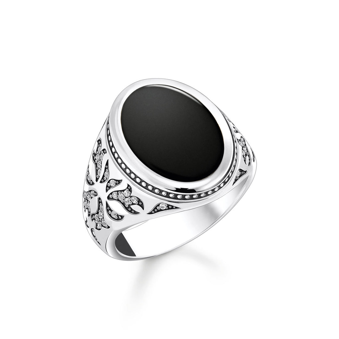Thomas Sabo Siegelring mit schwarzem Onyx Silber geschwärzt - TR2454-641-11
