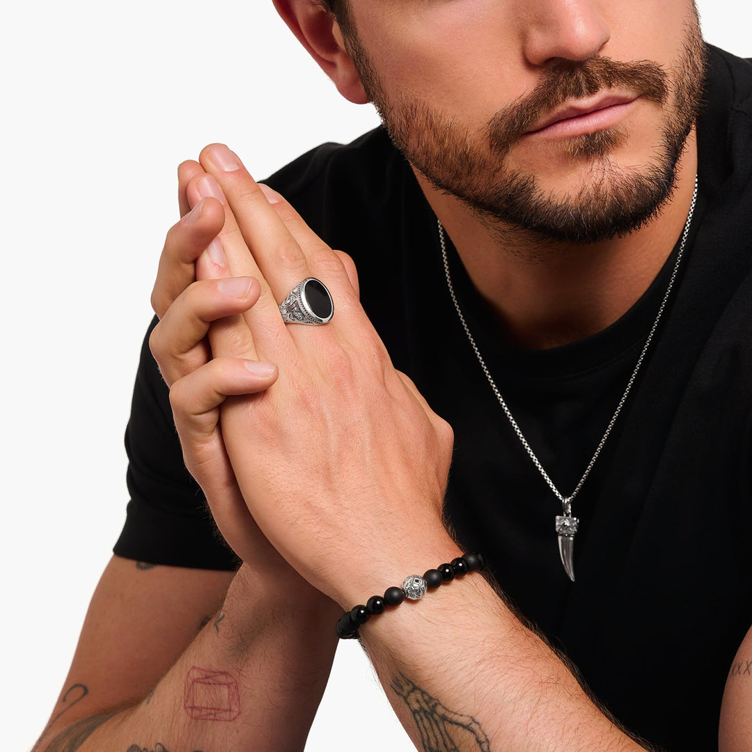 Thomas Sabo Siegelring mit schwarzem Onyx Silber geschwärzt - TR2454-641-11
