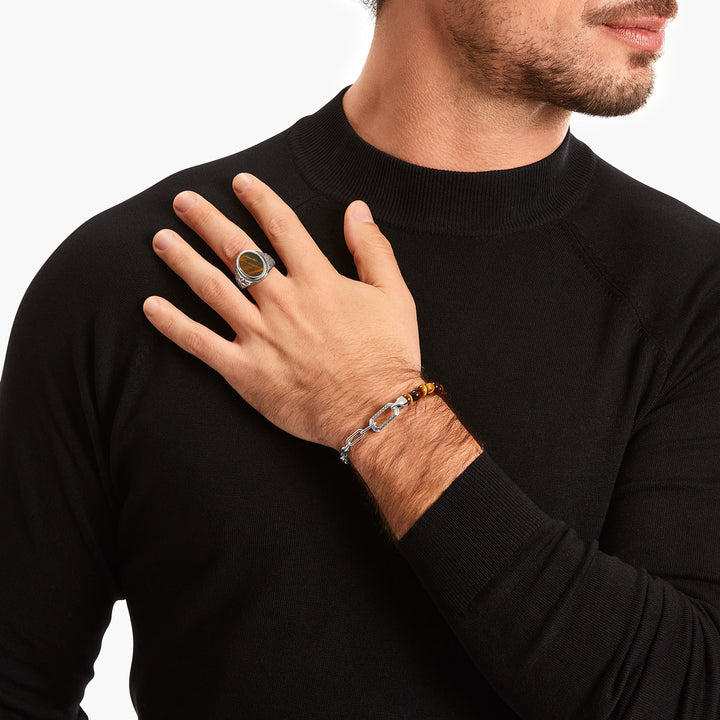 Thomas Sabo Siegelring mit goldblauem Tigerauge Silber geschwärzt - TR2454-950-1