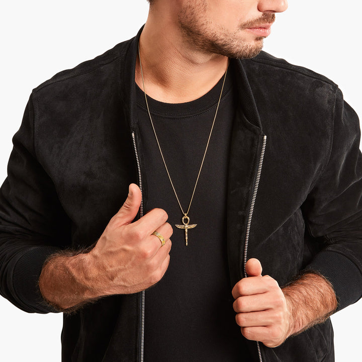 Thomas Sabo Bandring mit schwarzen Steinen und Muster vergoldet - TR2455-414-39