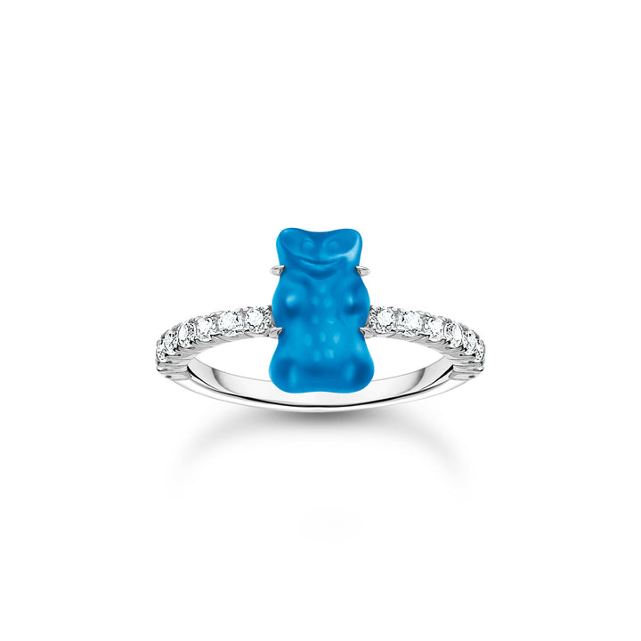 Thomas Sabo Ring mit blauem Mini-Goldbären und Steinen Silber - TR2459-052-1