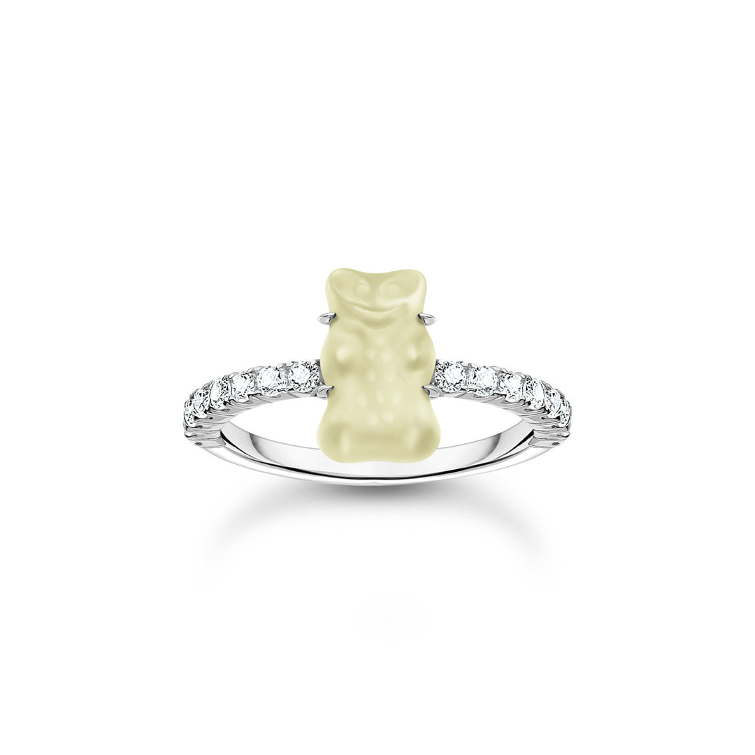Thomas Sabo Ring mit weissem Mini-Goldbären und Steinen Silber - TR2459-052-14
