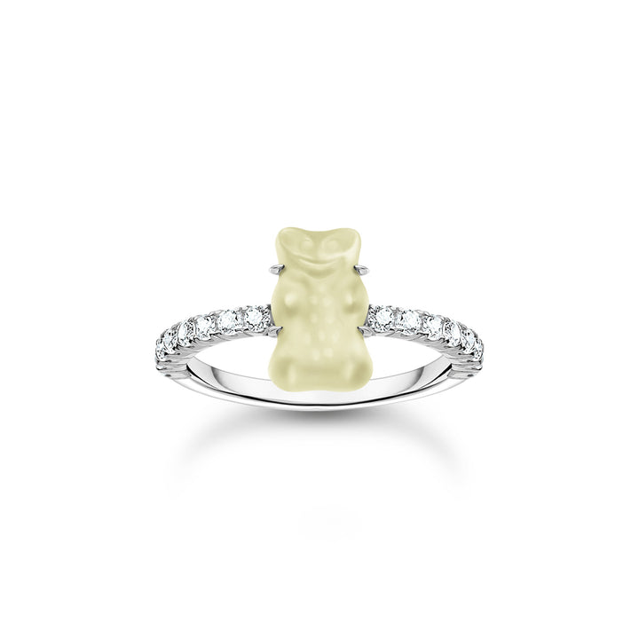 Thomas Sabo Ring mit weissem Mini-Goldbären und Steinen Silber - TR2459-052-14