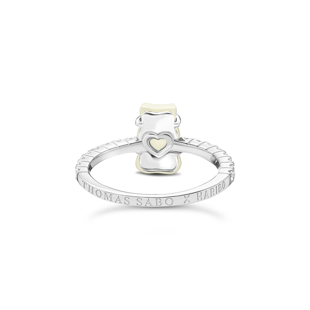 Thomas Sabo Ring mit weissem Mini-Goldbären und Steinen Silber - TR2459-052-14