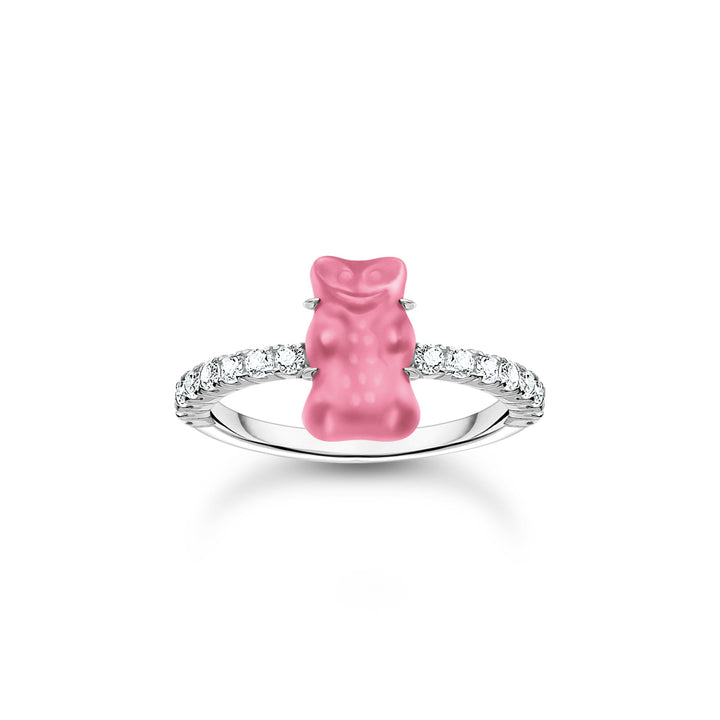 Thomas Sabo Ring mit pinkem Mini-Goldbären und Steinen Silber - TR2459-052-9