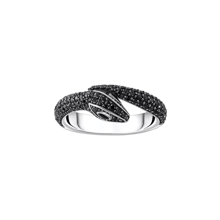 Thomas Sabo Ring Snake with Black Stones Blackened Silver - TR2461-691-11