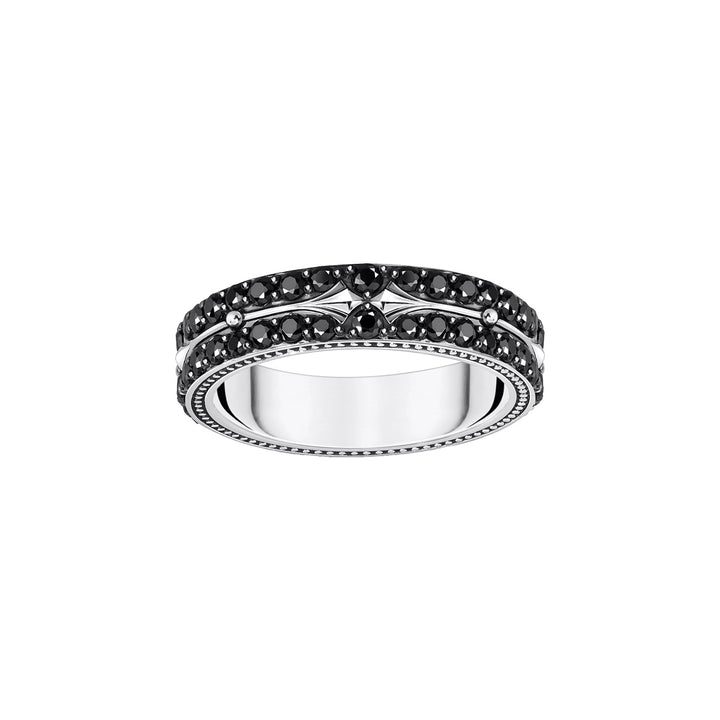 Thomas Sabo Bague en argent noirci avec zircon noir - TR2464-643-11
