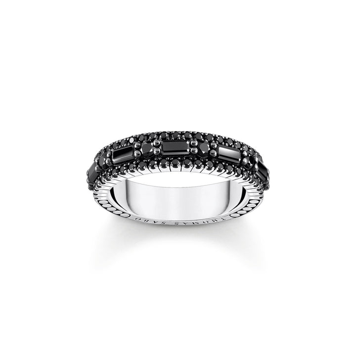 Thomas Sabo Ring mit schwarzen Steinen Silber geschwärzt - TR2466-643-11