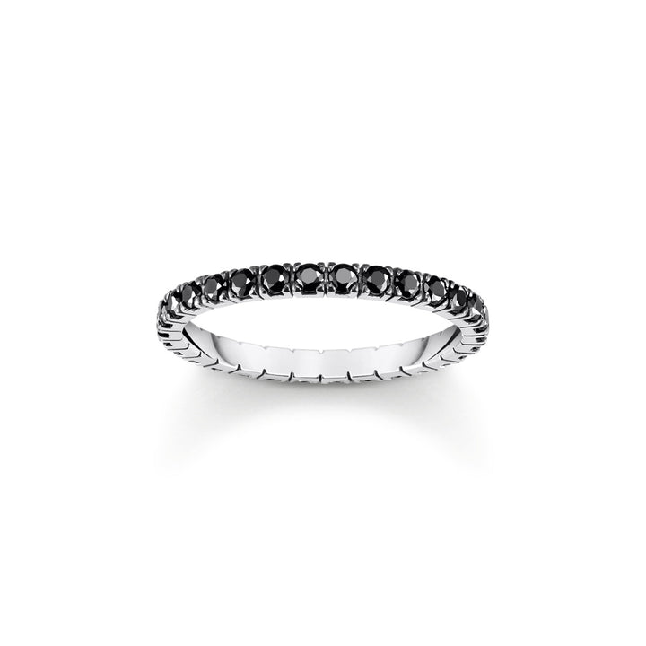 Thomas Sabo Ring in zartem Design mit schwarzen Steinen Silber geschwärzt - TR2467-643-11