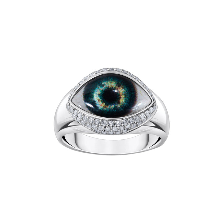 Thomas Sabo Ring allessehendes Auge mit weissen Steinen Silber - TR2468-041-14