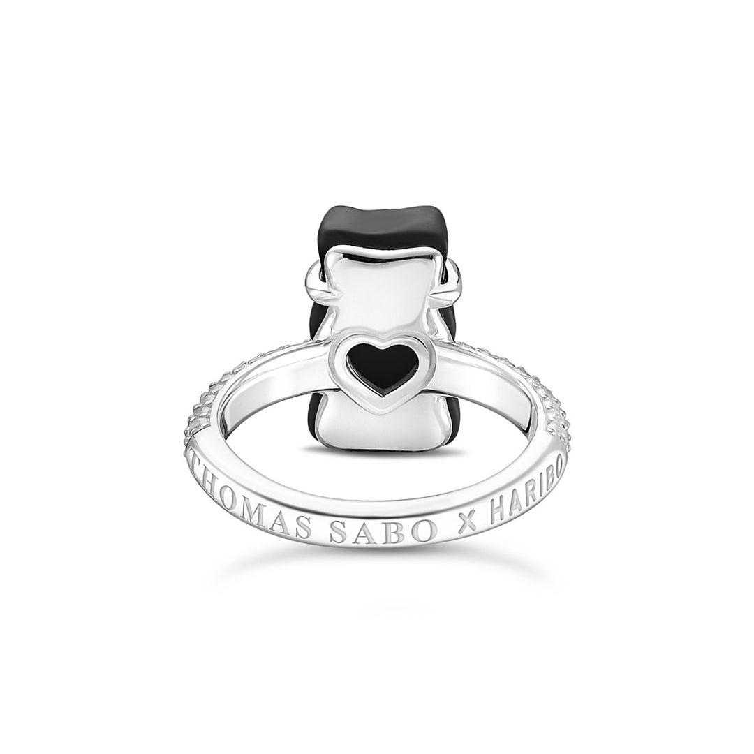 Thomas Sabo Ring mit schwarzem Goldbären und Steinen Silber - TR2478-052-11