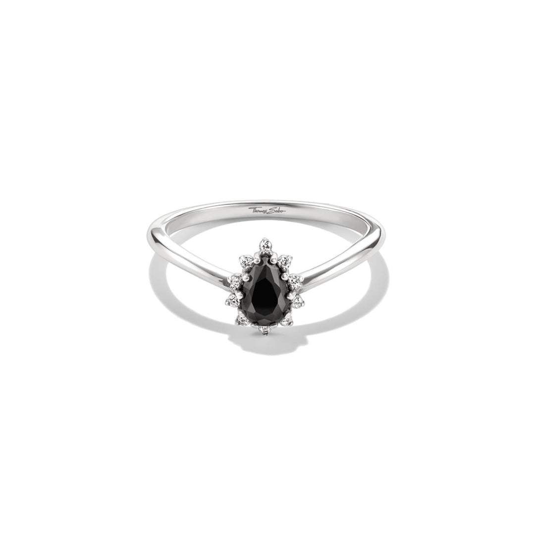 Thomas Sabo Ring True Romance Schwarzer Tropfen Zirkonia Silber - TR2479-643-11
