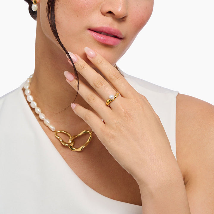 Thomas Sabo Ring mit Perle Natural Beauty vergoldet - TR2485-430-14