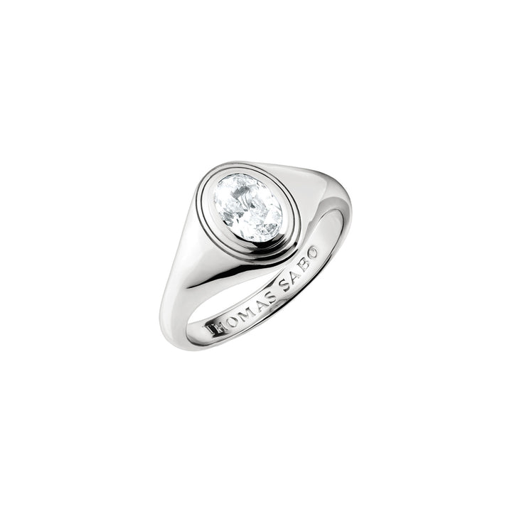 Thomas Sabo Ring mit weissem Zirkoniastein Oval Bold Elegance Silber - TR2523-051-14