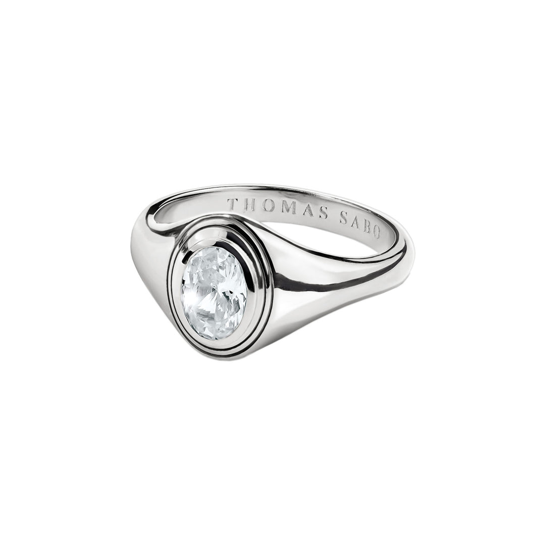 Thomas Sabo Ring mit weissem Zirkoniastein Oval Bold Elegance Silber - TR2523-051-14