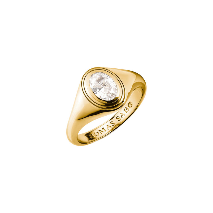 Thomas Sabo Bague zirconium ovale blanc Bold Elegance Plaqué or 18 carats - TR2523-414-14