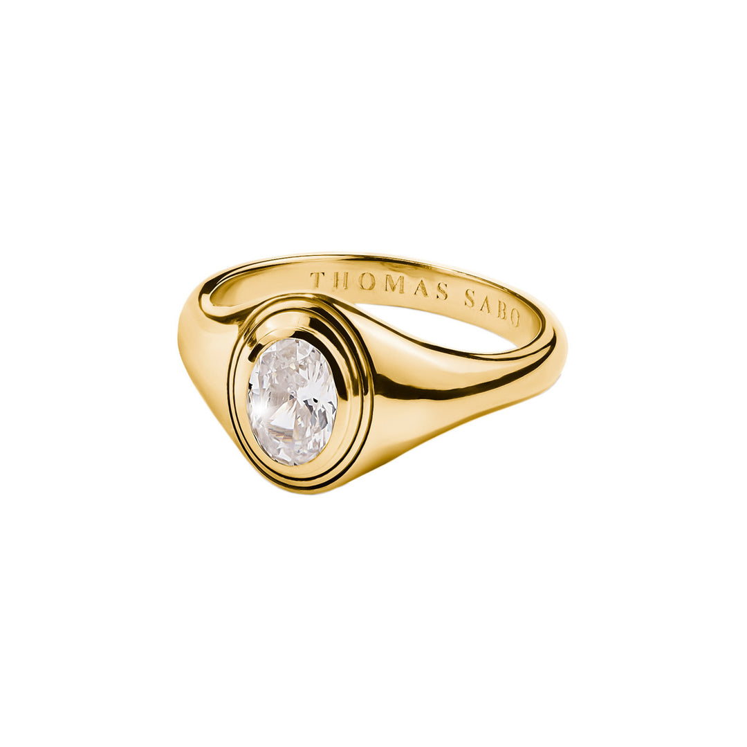 Thomas Sabo Ring mit weissem Zirkoniastein Oval Bold Elegance 18k Vergoldung - TR2523-414-14