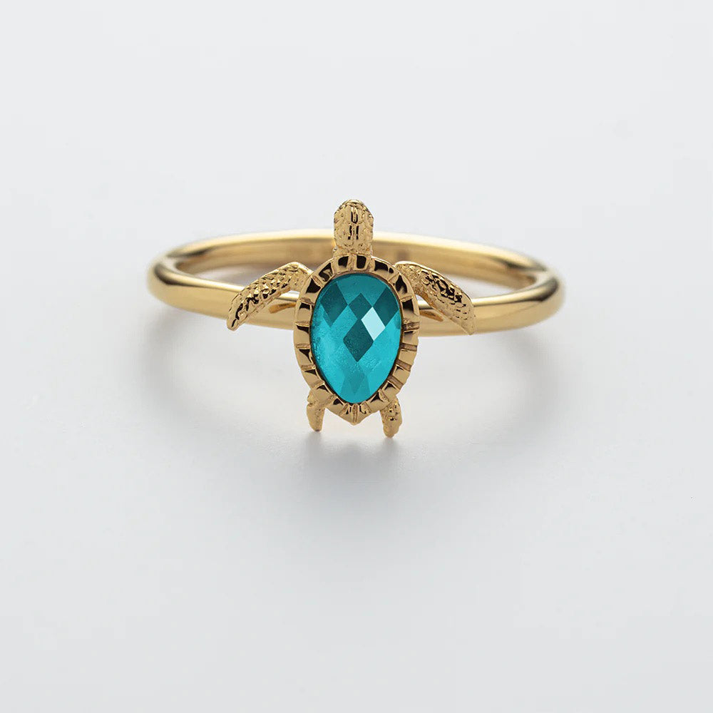 Paul Hewitt Turtle Ring Aquamarine Gold - PH-JE-1254