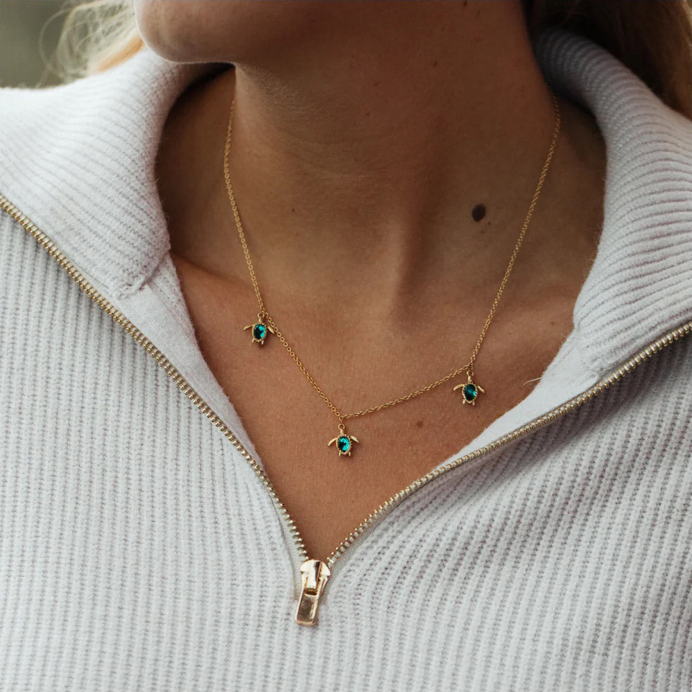 Paul Hewitt Turtle Halskette Aquamarine Gold - PH-JE-1580