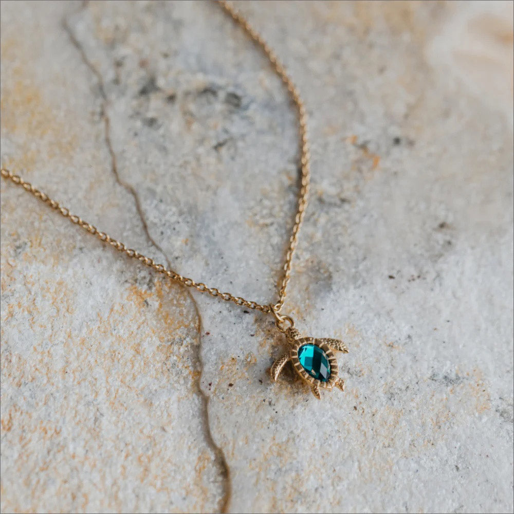Paul Hewitt Turtle Mono Halskette Aquamarine Gold - PH-JE-1586