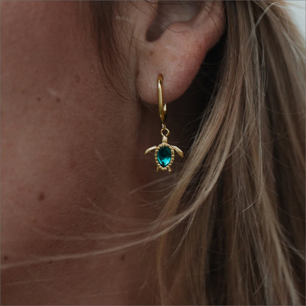 Paul Hewitt Turtle Hoops Ohrring Aquamarine Gold - PH-JE-1615