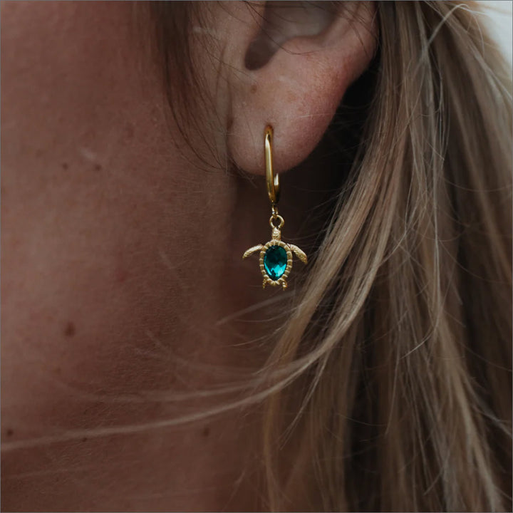 Paul Hewitt Turtle Hoops Ohrring Aquamarine Gold - PH-JE-1615