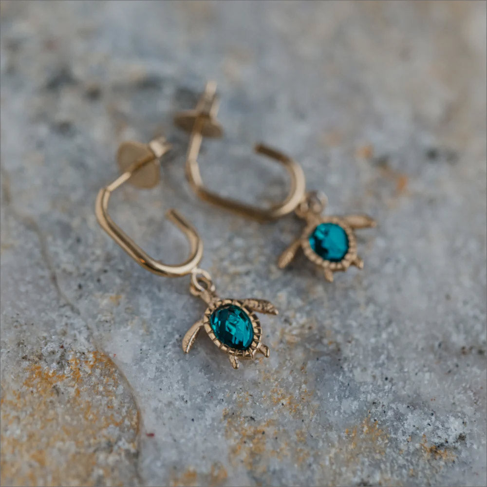 Paul Hewitt Turtle Hoops Ohrring Aquamarine Gold - PH-JE-1615