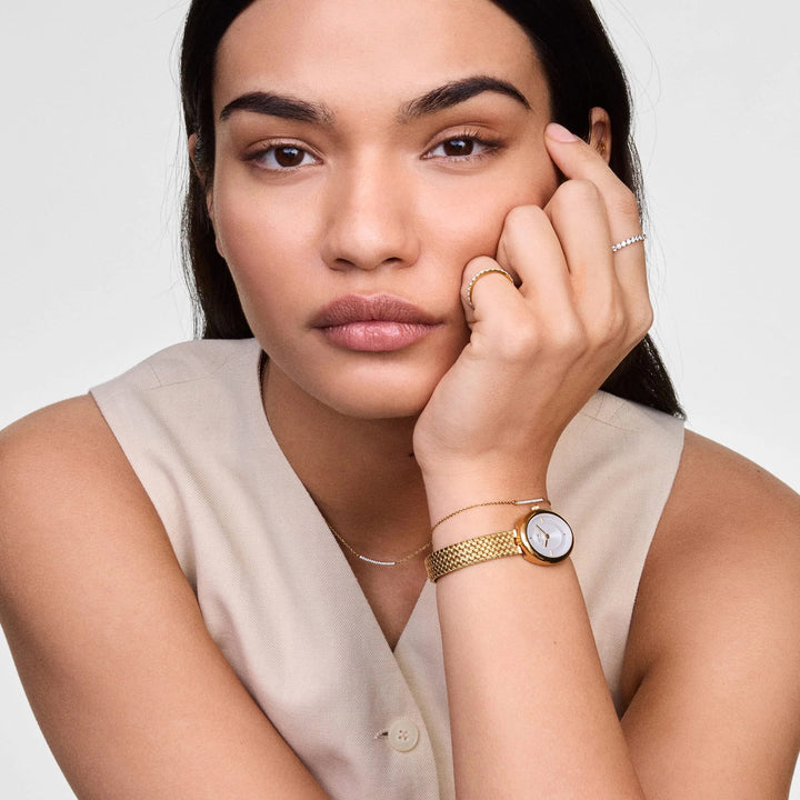 Daniel Wellington Juliette Braided Mesh White Sunray Gold - DW00100882