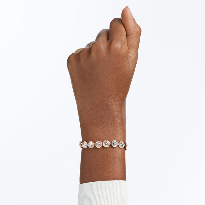 Swarovski Una Angelic Armband Rundschliff Pavé Mittel Weiss Roségold Legierungsschicht - 5240513