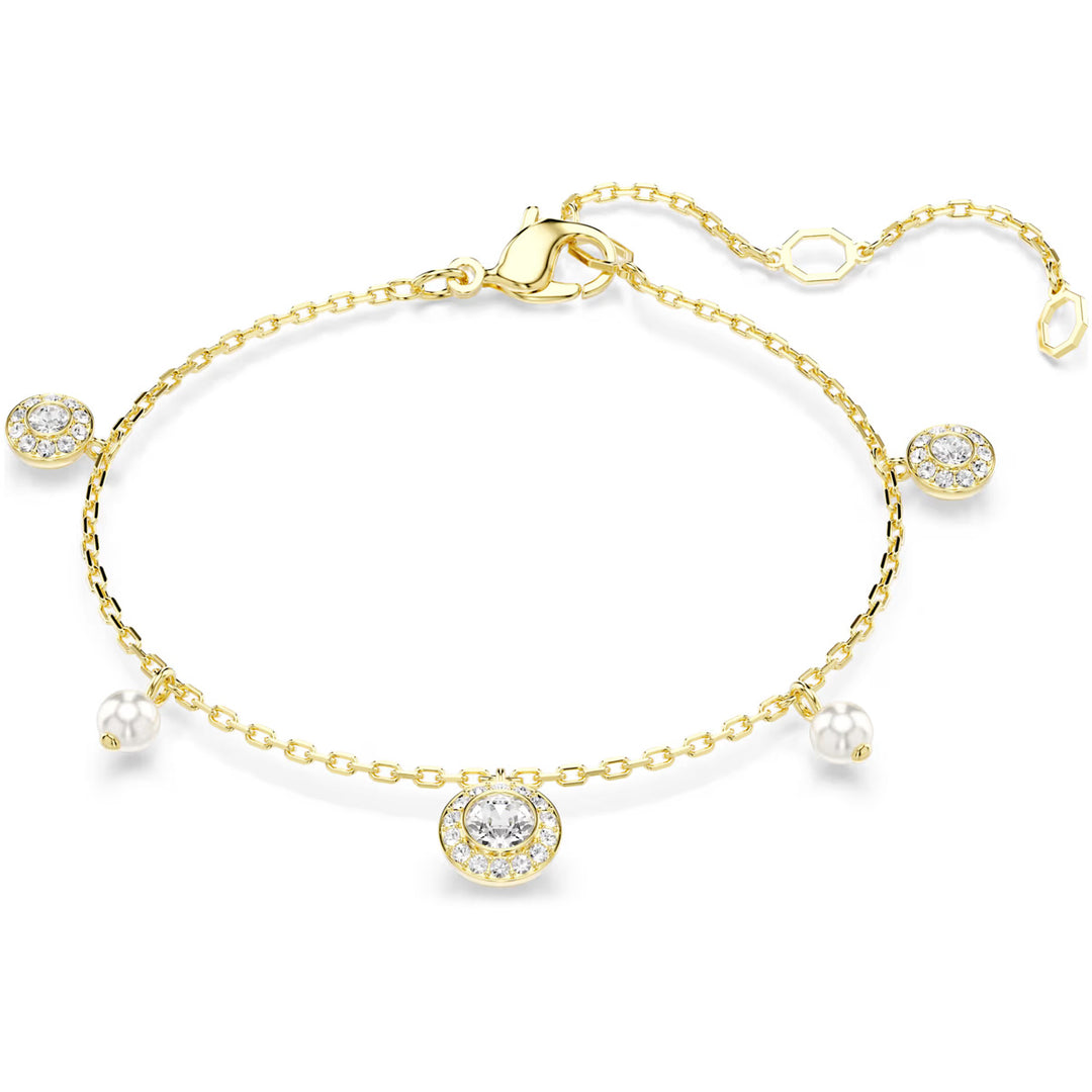 Swarovski Una Angelic lange Halskette Kristallperle Rundschliff Weiss Goldlegierungsschicht - 5742380