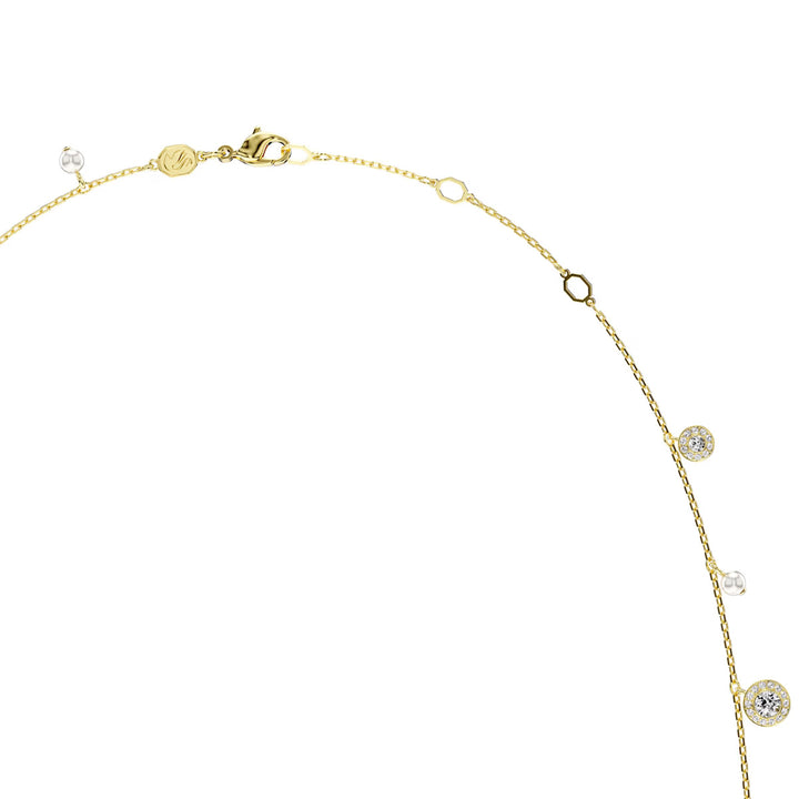 Swarovski Una Angelic lange Halskette Kristallperle Rundschliff Weiss Goldlegierungsschicht - 5742380