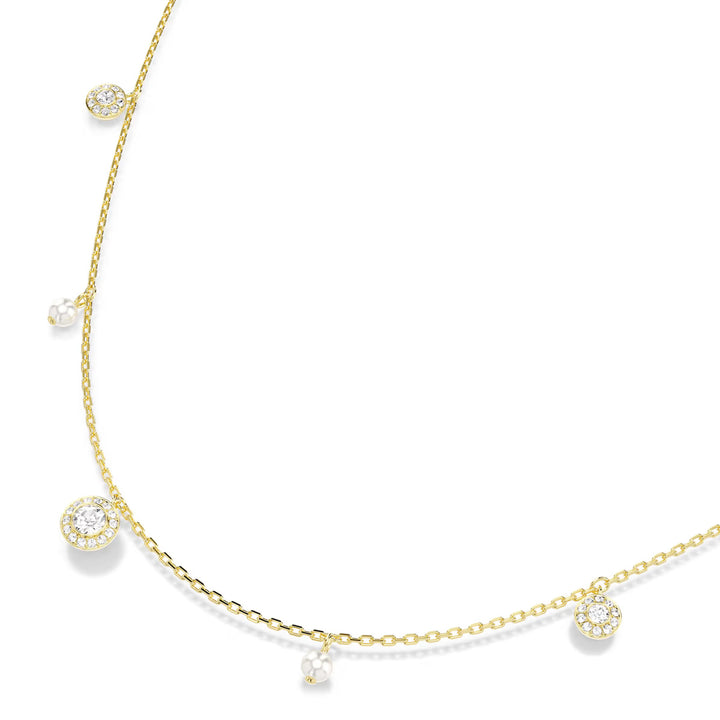 Swarovski Una Angelic lange Halskette Kristallperle Rundschliff Weiss Goldlegierungsschicht - 5742380