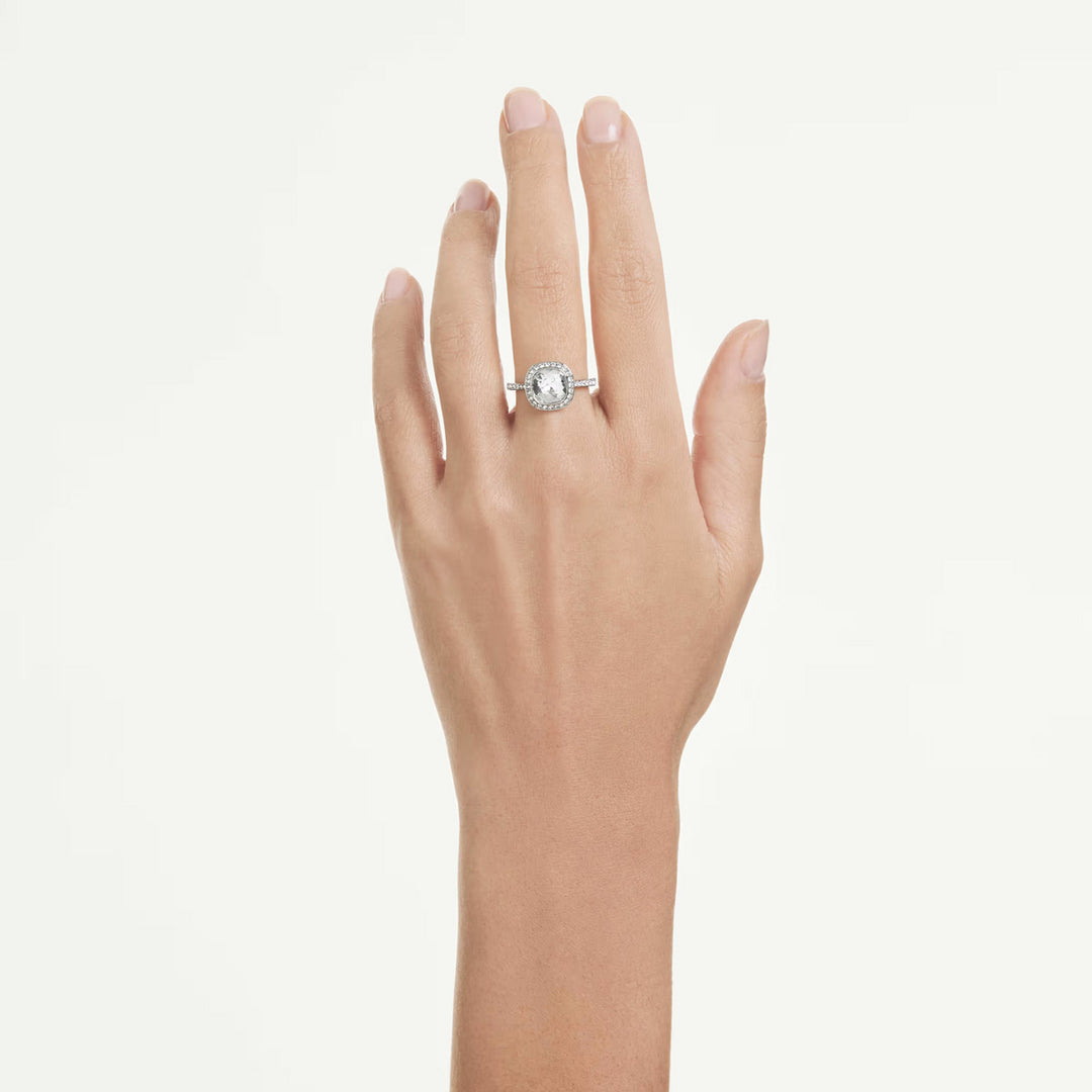 Swarovski Una Angelic Strahlenkranz Ring Kissenschliff Weiss Rhodiniert