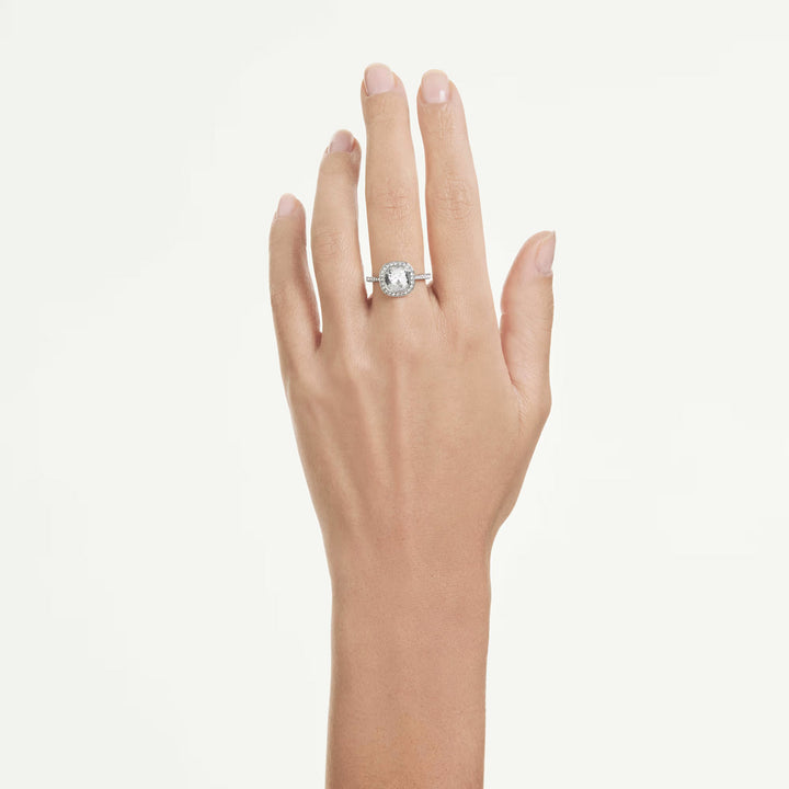 Swarovski Una Angelic Strahlenkranz Ring Kissenschliff Weiss Rhodiniert