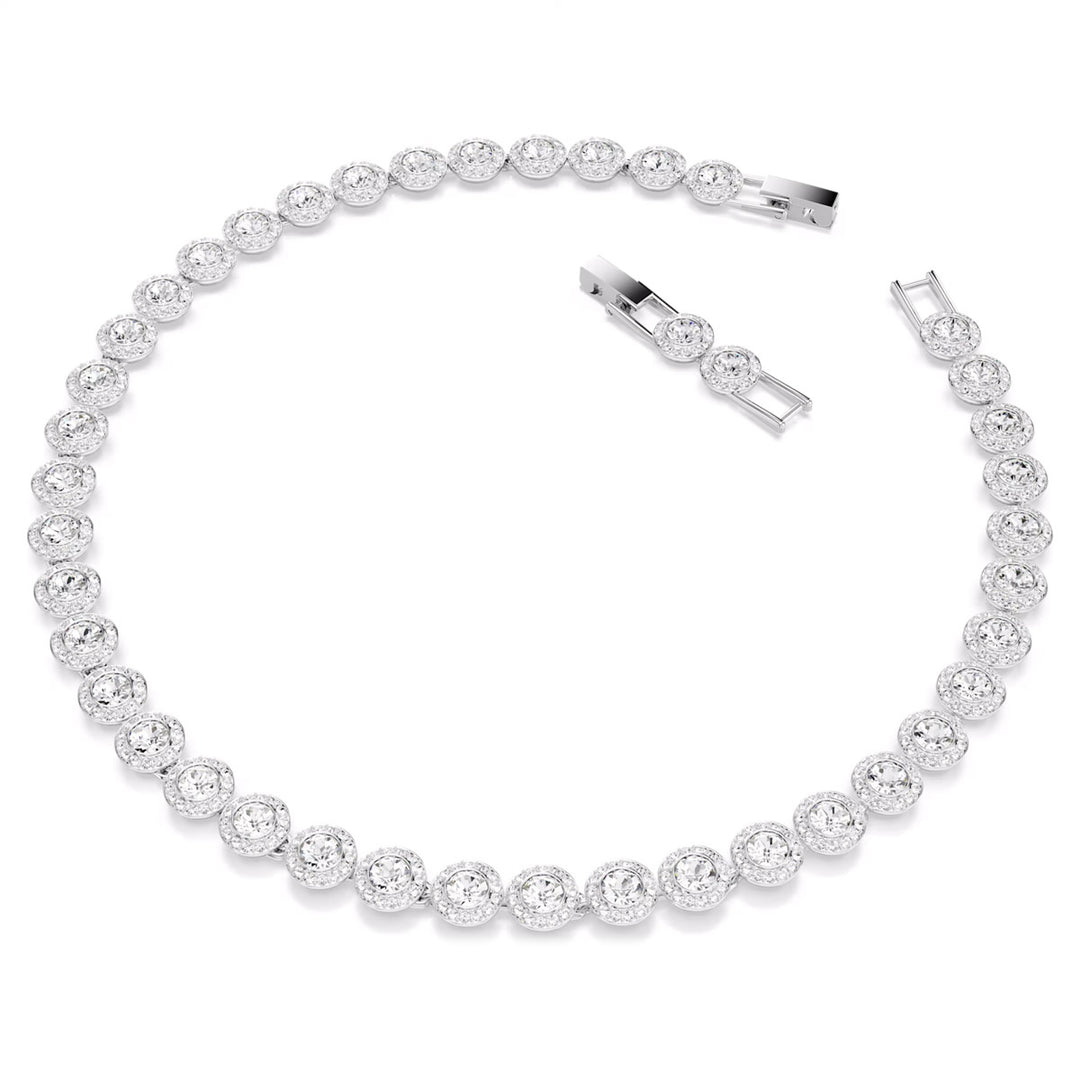 Swarovski Una Angelic Tennis Halskette Rundschliff Weiss Rhodiniert