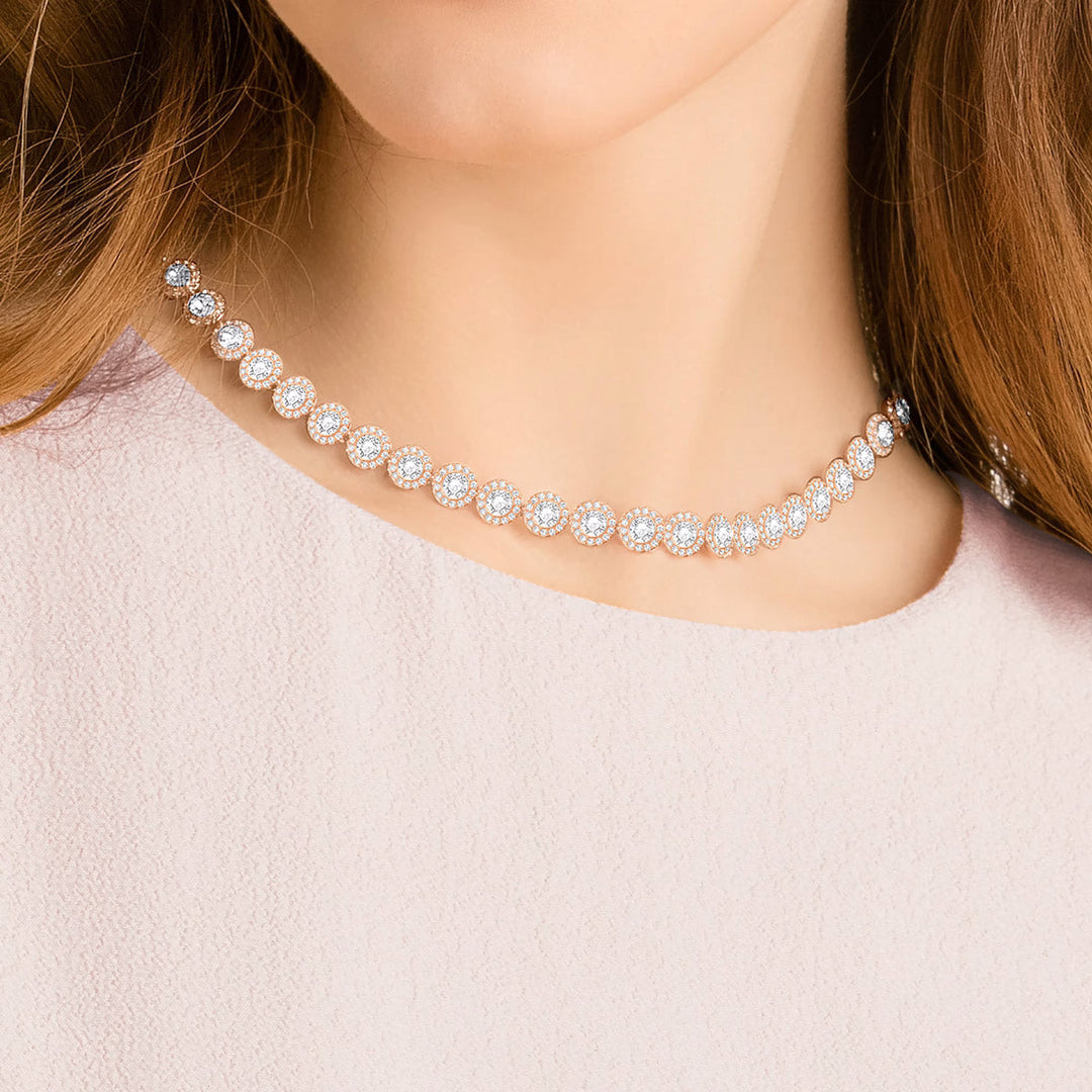 Swarovski Una Angelic Tennis Halskette Rundschliff Weiss Roségold Legierungsschicht - 5367845