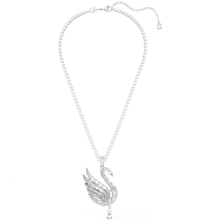 Swarovski Vienna Halskette und Brosche Verschiedene Schliffe Schwan Weiss Rhodiniert - 5754828