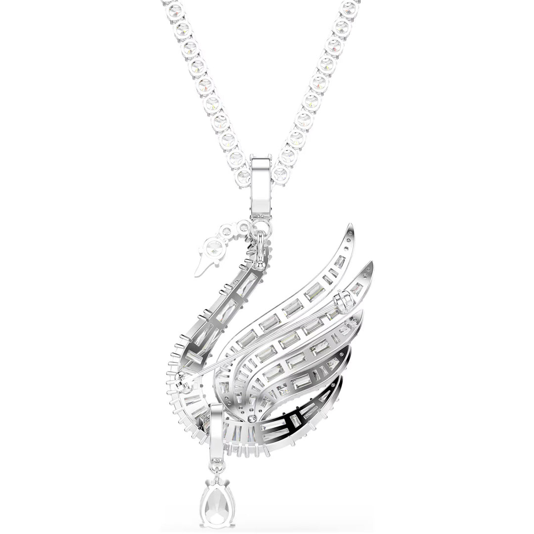Swarovski Vienna Halskette und Brosche Verschiedene Schliffe Schwan Weiss Rhodiniert - 5754828