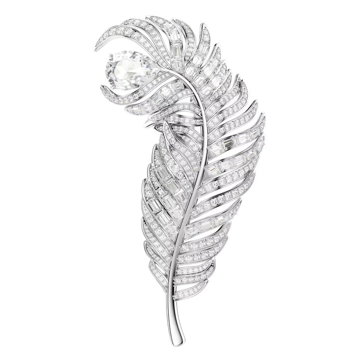 Swarovski Spilla Vienna Taglio misto Piuma Bianca Placcato rodio - 5741558