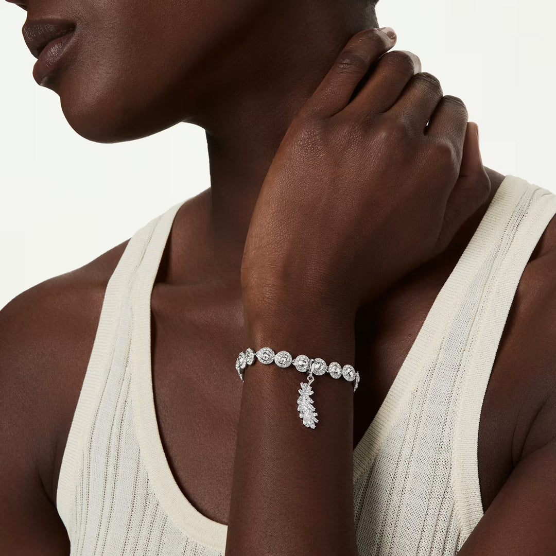 Swarovski Vienna Charm Verschiedene Schliffe Feder Weiss Rhodiniert - 5757739