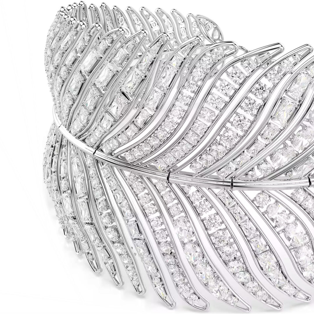 Swarovski Vienna Halsband Verschiedene Schliffe Feder Weiss Rhodiniert - 5749377