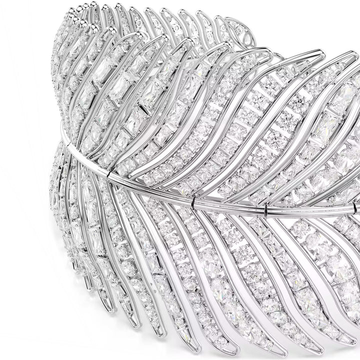 Swarovski Vienna Halsband Verschiedene Schliffe Feder Weiss Rhodiniert - 5749377