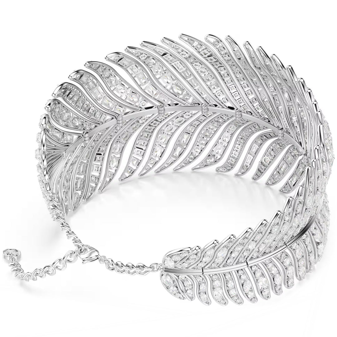 Swarovski Vienna Halsband Verschiedene Schliffe Feder Weiss Rhodiniert - 5749377