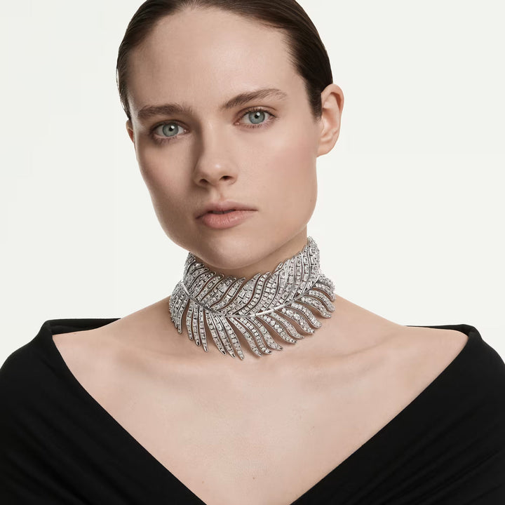 Swarovski Vienna Halsband Verschiedene Schliffe Feder Weiss Rhodiniert - 5749377