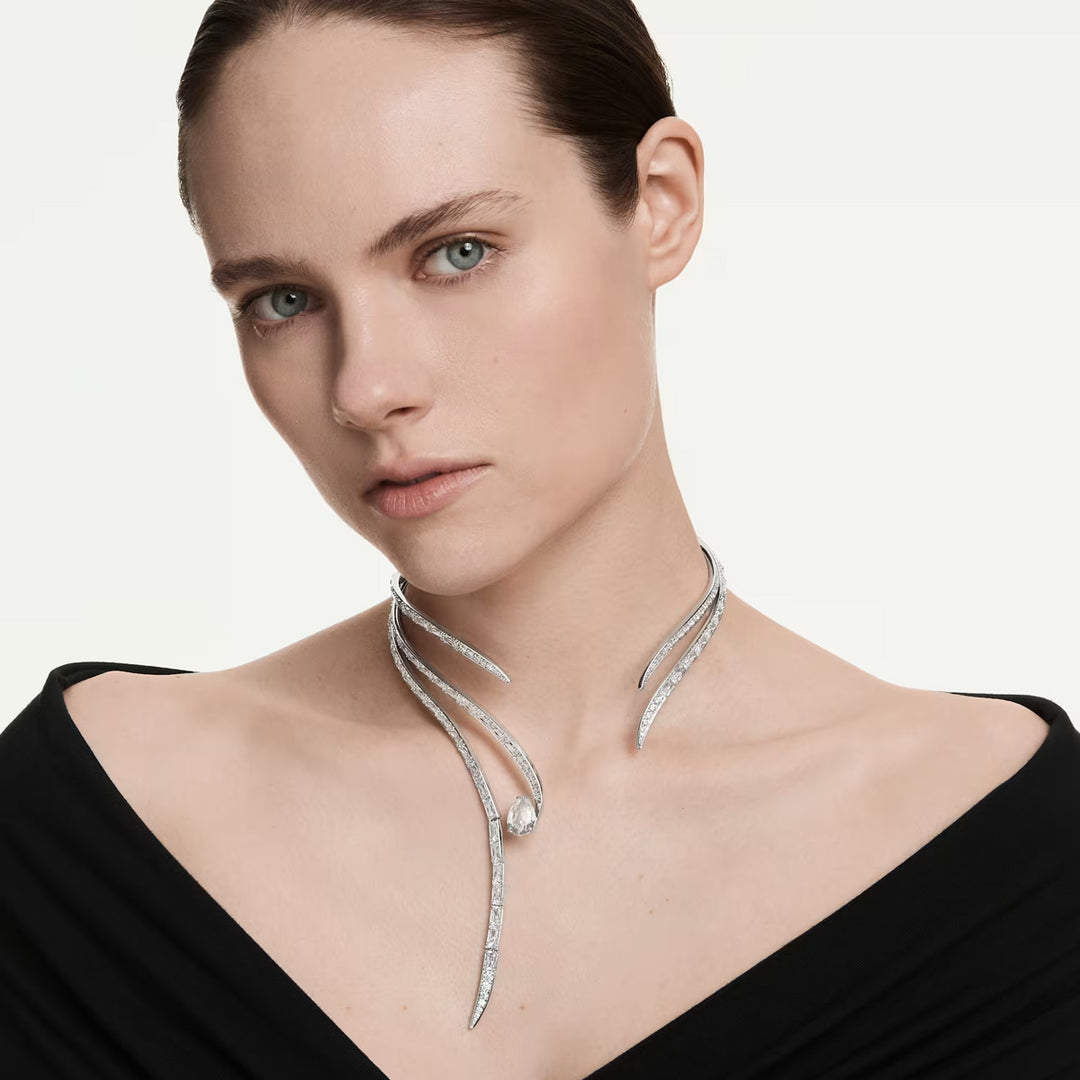 Swarovski Vienna Halskette Verschiedene Schliffe Weiss Rhodiniert - 5762523