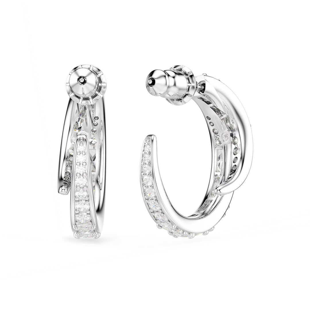 Swarovski Vienna Kreolen Verschiedene Schliffe Weiss Rhodiniert - 5749069